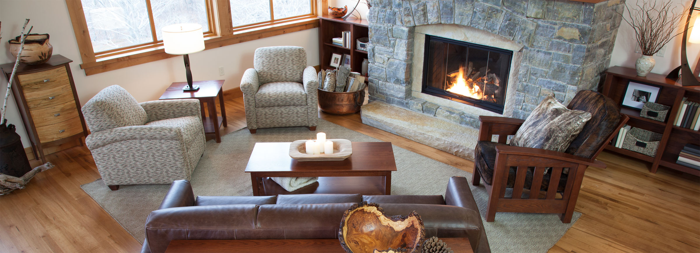 cozy living room with fireplace