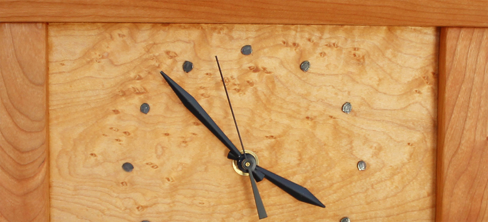 close up of face of wood clock