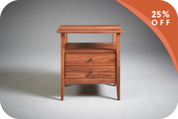 nightstand with shelf and 2 drawers