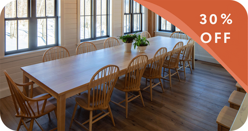 long dining table with 12 dining chairs