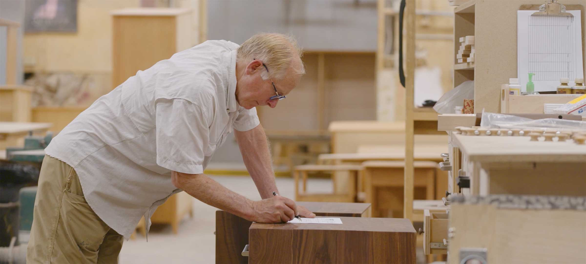 the owner of Pompy working in the workshop