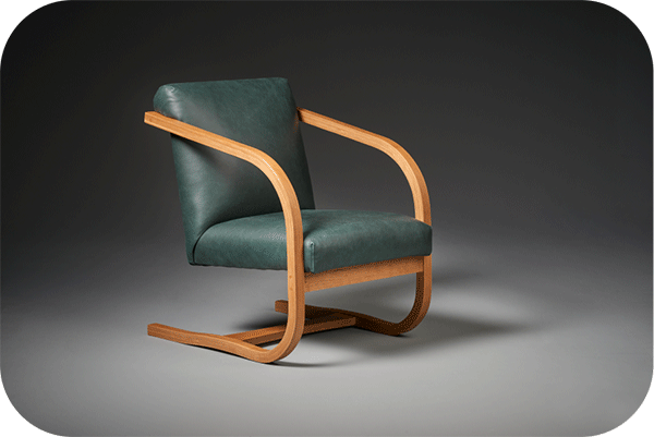 modern wood frame leather chair