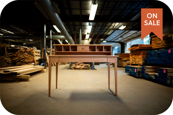 writing desk in wood shop