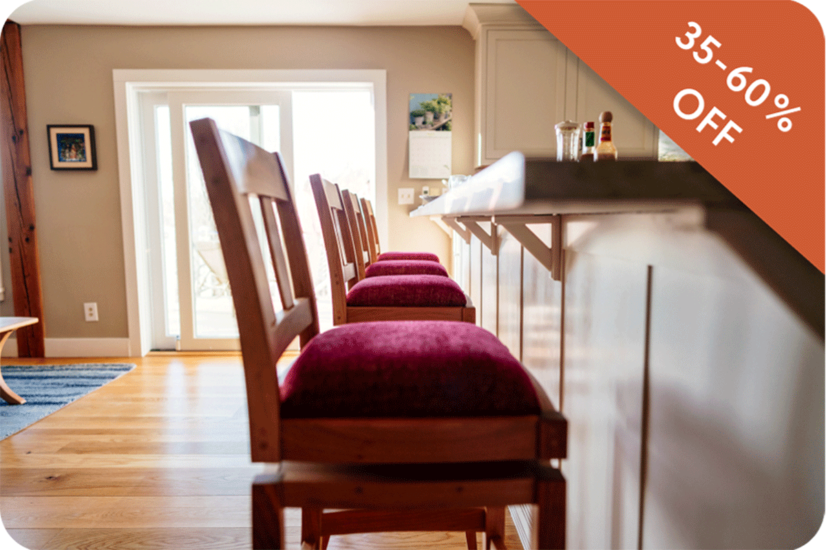 row of barstool at kitchen counter