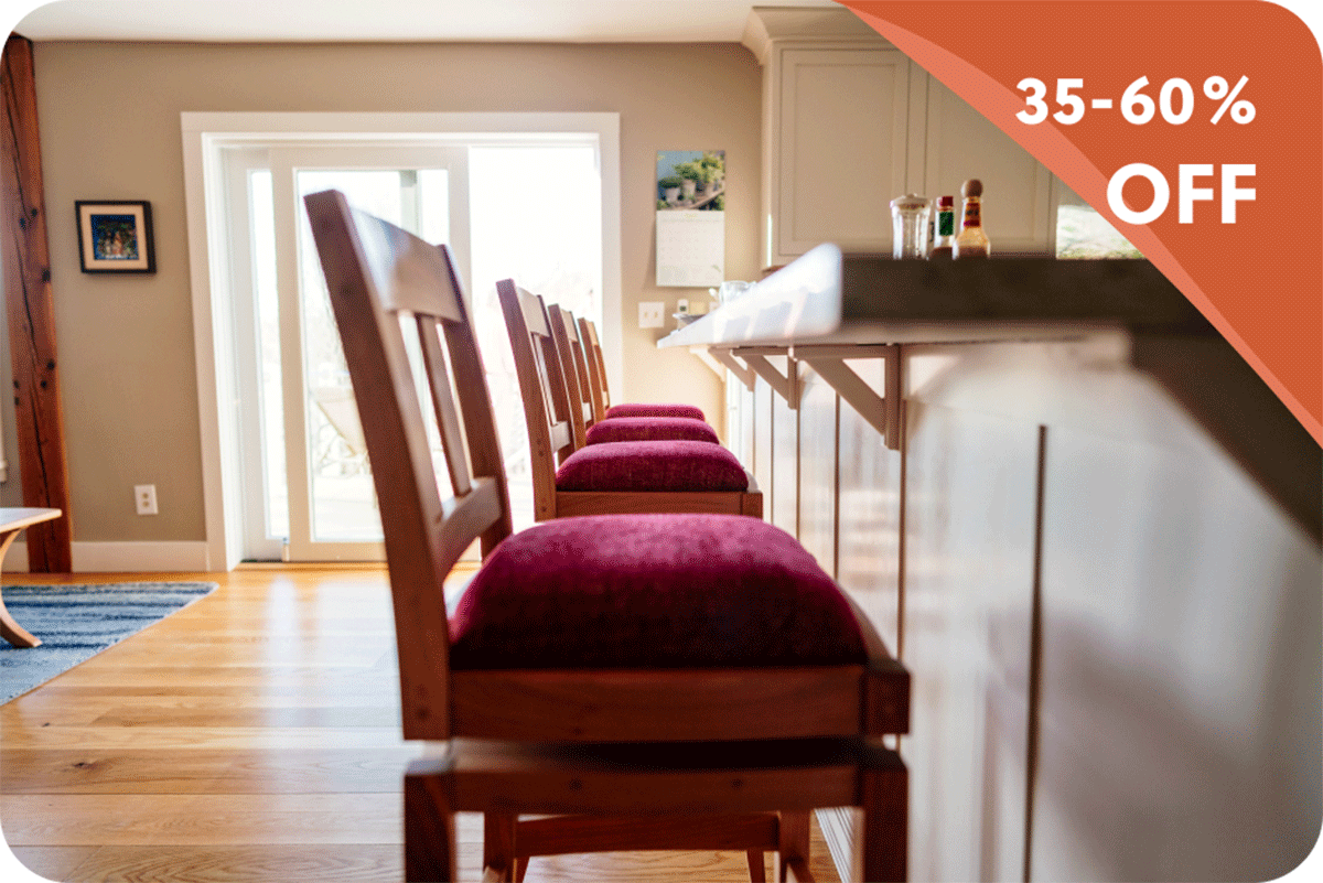 row of barstool at kitchen counter